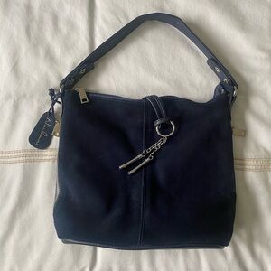Nina Romose Navy Blue Suede Bag